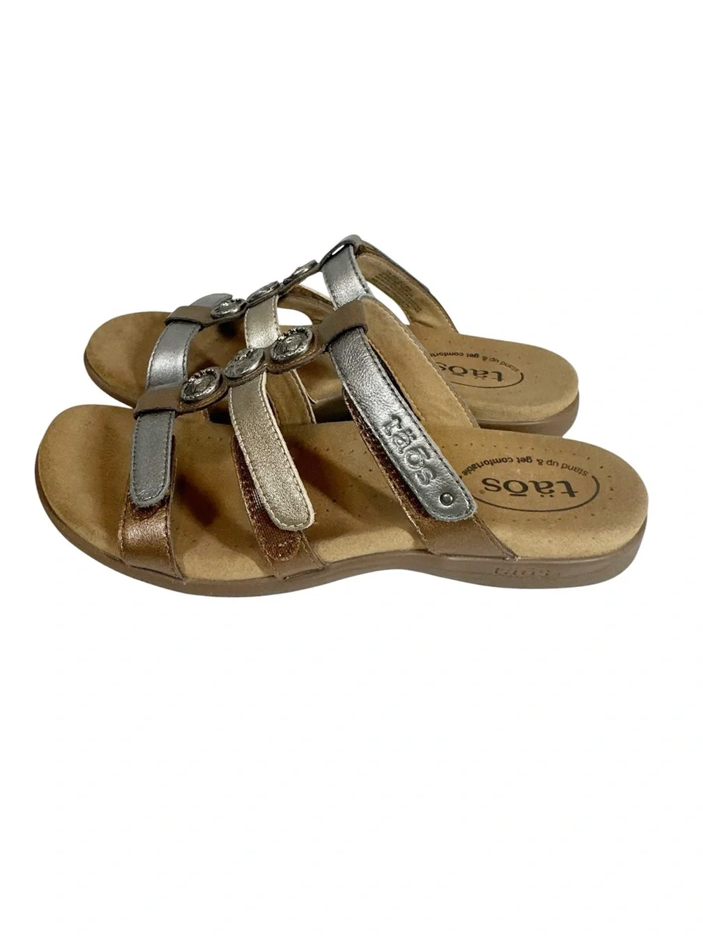 Taos Footwear Prize 4 Silver Metallic Jeweled Slide Sandals for Women size 7 - Picture 4 of 8